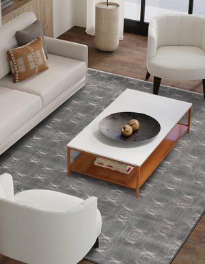 Gray and Silver 6' 1 x 9' Vogue Geo Rectangle Area Rug Geometric Glam Style Shiny Accents Carpet Mat for Unique Interior Design & Home Decor for Sale at Rug Engine