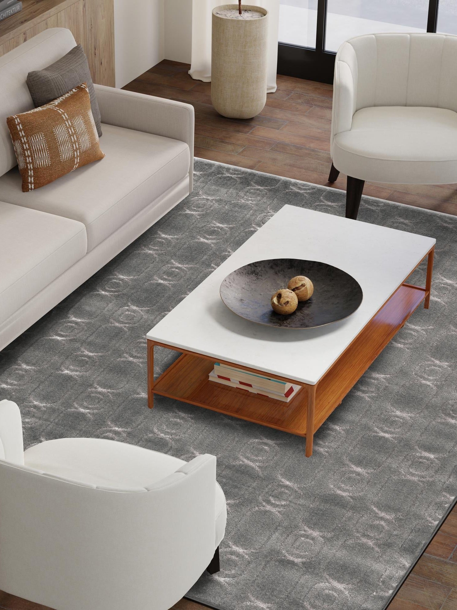Gray and Silver 4' 1 x 6' 1 Vogue Geo Rectangle Area Rug Geometric Glam Style Shiny Accents Carpet Mat for Unique Interior Design & Home Decor for Sale at Rug Engine
