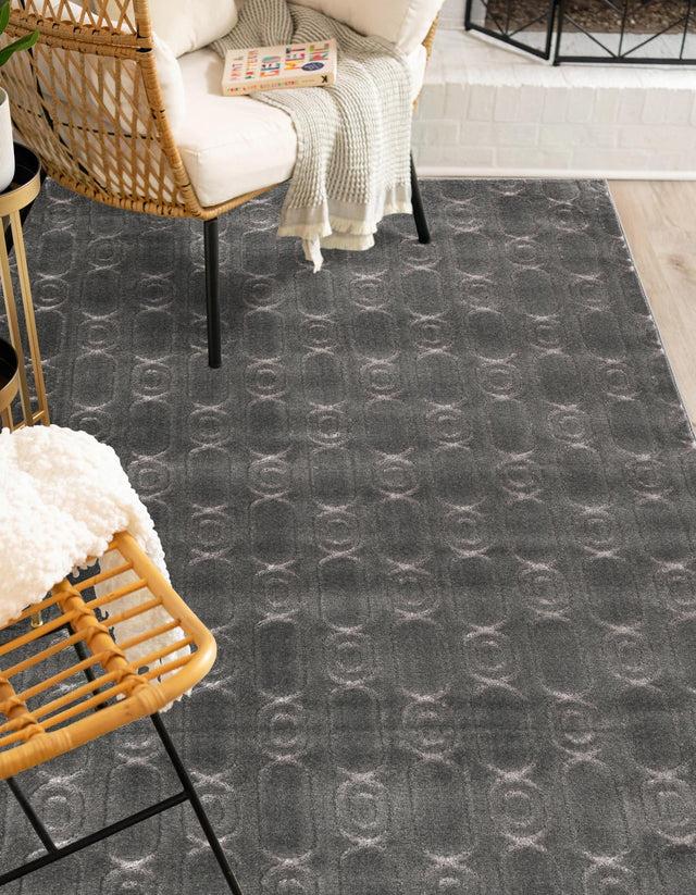 Gray and Silver 7' 10 x 10' Vogue Geo Rectangle Area Rug Geometric Glam Style Shiny Accents Carpet Mat for Unique Interior Design & Home Decor for Sale at Rug Engine