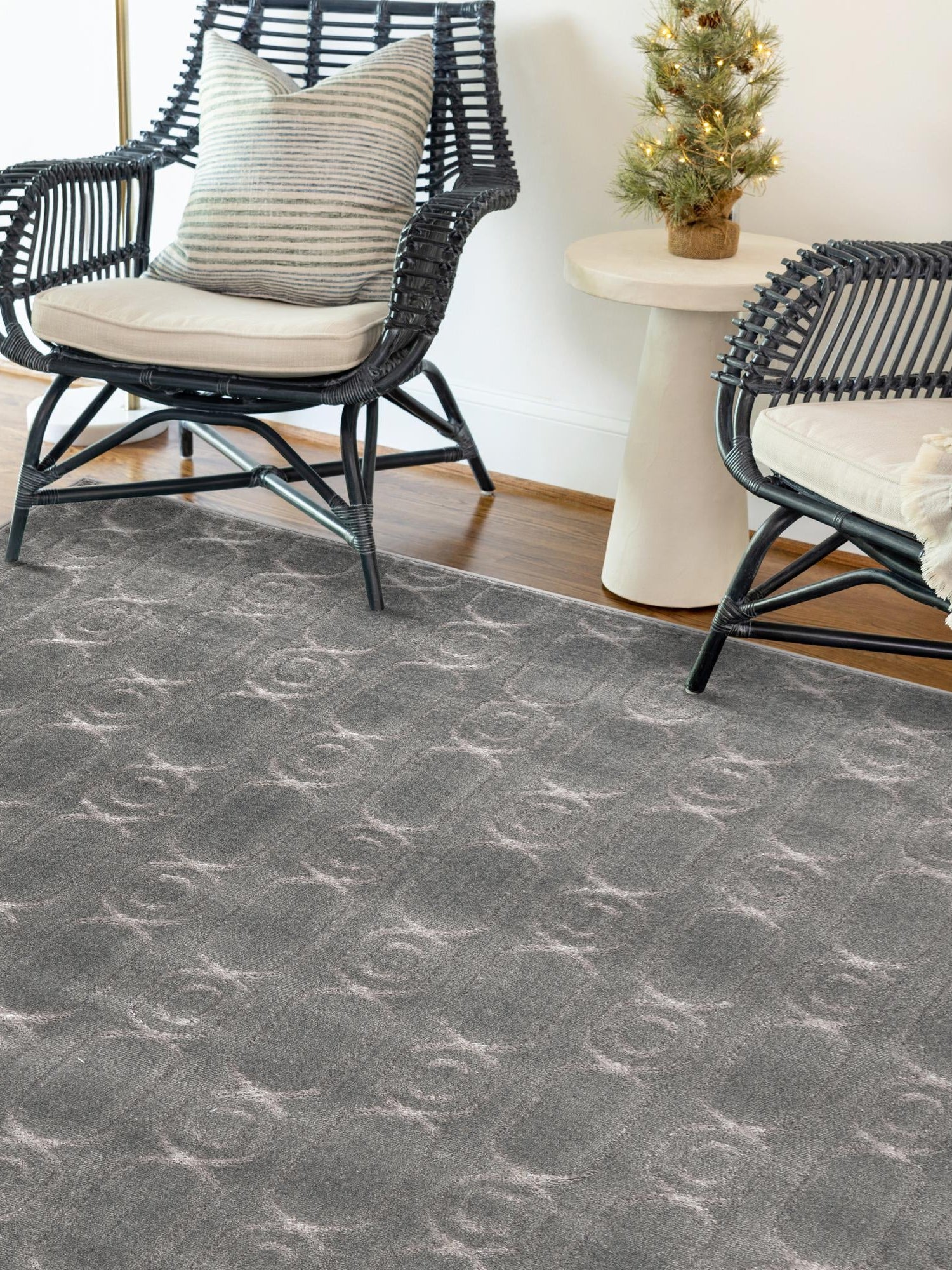 Gray and Silver 5' 3 x 8' Vogue Geo Rectangle Area Rug Geometric Glam Style Shiny Accents Carpet Mat for Unique Interior Design & Home Decor for Sale at Rug Engine