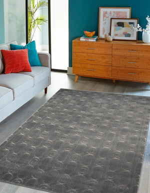 Gray and Silver 5' 3 x 7' 1 Vogue Geo Rectangle Area Rug Geometric Glam Style Shiny Accents Carpet Mat for Unique Interior Design & Home Decor for Sale at Rug Engine