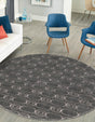 Gray and Silver 7' 10 x 7' 10 Vogue Geo Round Area Rug Geometric Glam Style Shiny Accents Carpet Mat for Unique Interior Design & Home Decor for Sale at Rug Engine