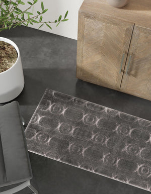 Gray and Silver 2' x 5' 1 Vogue Geo Runner Area Rug Geometric Glam Style Shiny Accents Carpet Mat for Unique Interior Design & Home Decor for Sale at Rug Engine