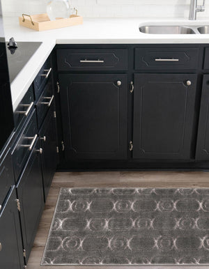 Gray and Silver 2' x 5' 1 Vogue Geo Runner Area Rug Geometric Glam Style Shiny Accents Carpet Mat for Unique Interior Design & Home Decor for Sale at Rug Engine