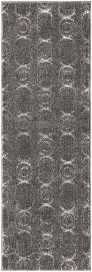 Gray and Silver 2' x 6' 1 Vogue Geo Runner Area Rug Geometric Glam Style Shiny Accents Carpet Mat for Unique Interior Design & Home Decor for Sale at Rug Engine