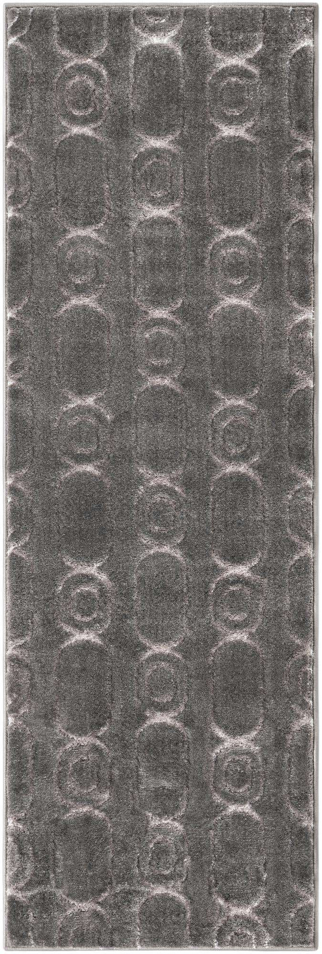 Gray and Silver 2' x 6' 1 Vogue Geo Runner Area Rug Geometric Glam Style Shiny Accents Carpet Mat for Unique Interior Design & Home Decor for Sale at Rug Engine