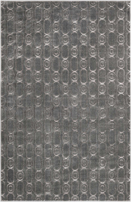Gray and Silver 6' 1 x 9' Vogue Geo Rectangle Area Rug Geometric Glam Style Shiny Accents Carpet Mat for Unique Interior Design & Home Decor for Sale at Rug Engine