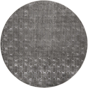 Gray and Silver 7' 10 x 7' 10 Vogue Geo Round Area Rug Geometric Glam Style Shiny Accents Carpet Mat for Unique Interior Design & Home Decor for Sale at Rug Engine