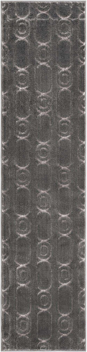 Gray and Silver 2' x 8' Vogue Geo Runner Area Rug Geometric Glam Style Shiny Accents Carpet Mat for Unique Interior Design & Home Decor for Sale at Rug Engine