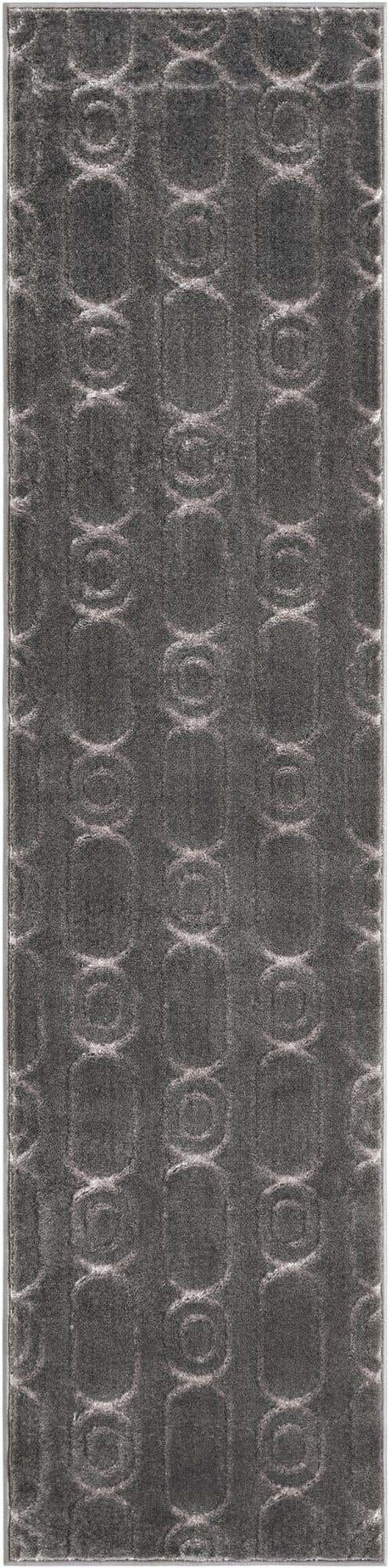 Gray and Silver 2' x 8' Vogue Geo Runner Area Rug Geometric Glam Style Shiny Accents Carpet Mat for Unique Interior Design & Home Decor for Sale at Rug Engine