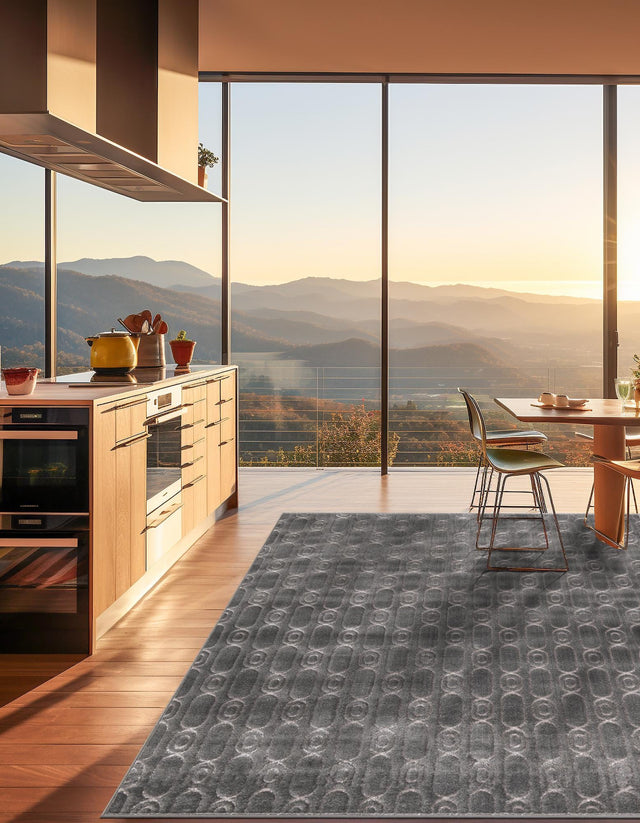 Gray and Silver 7' 10 x 7' 10 Vogue Geo Square Area Rug Geometric Glam Style Shiny Accents Carpet Mat for Unique Interior Design & Home Decor for Sale at Rug Engine