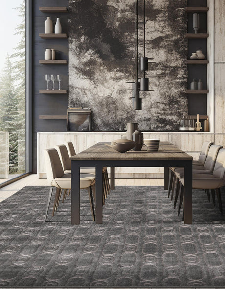 Gray and Silver 7' 10 x 7' 10 Vogue Geo Square Area Rug Geometric Glam Style Shiny Accents Carpet Mat for Unique Interior Design & Home Decor for Sale at Rug Engine