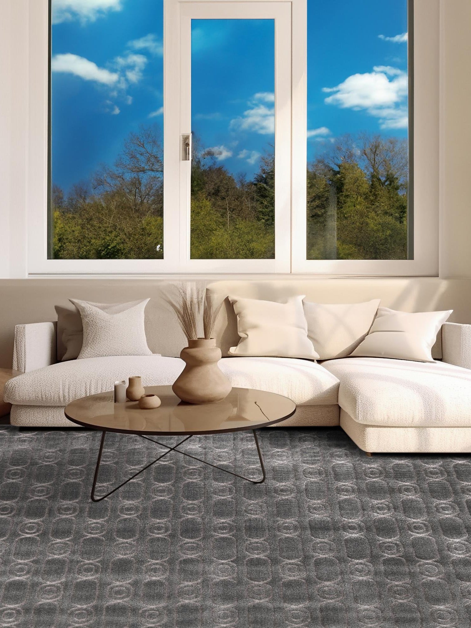 Gray and Silver 7' 10 x 7' 10 Vogue Geo Square Area Rug Geometric Glam Style Shiny Accents Carpet Mat for Unique Interior Design & Home Decor for Sale at Rug Engine