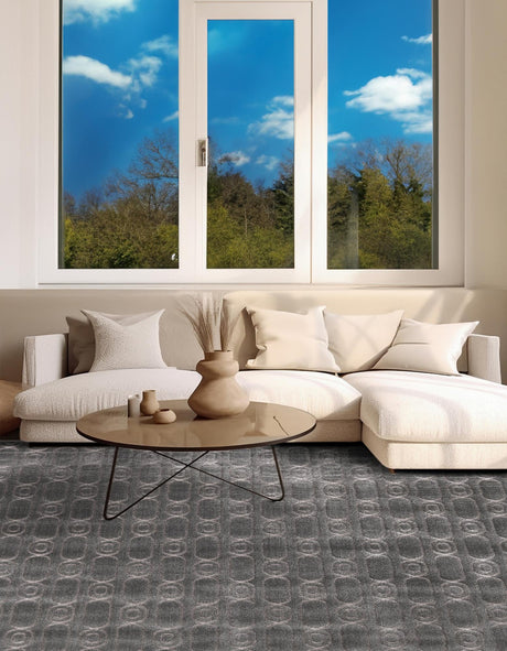 Gray and Silver 7' 10 x 7' 10 Vogue Geo Square Area Rug Geometric Glam Style Shiny Accents Carpet Mat for Unique Interior Design & Home Decor for Sale at Rug Engine