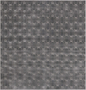 Gray and Silver 7' 10 x 7' 10 Vogue Geo Square Area Rug Geometric Glam Style Shiny Accents Carpet Mat for Unique Interior Design & Home Decor for Sale at Rug Engine