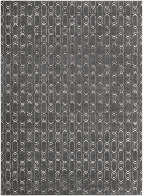 Gray and Silver 9' x 12' Vogue Geo Rectangle Area Rug Geometric Glam Style Shiny Accents Carpet Mat for Unique Interior Design & Home Decor for Sale at Rug Engine