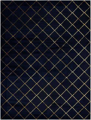 Navy Blue and Gold 10' x 13' 1 Vogue Geo Rectangle Area Rug Geometric Glam Style Shiny Accents Carpet Mat for Unique Interior Design & Home Decor for Sale at Rug Engine