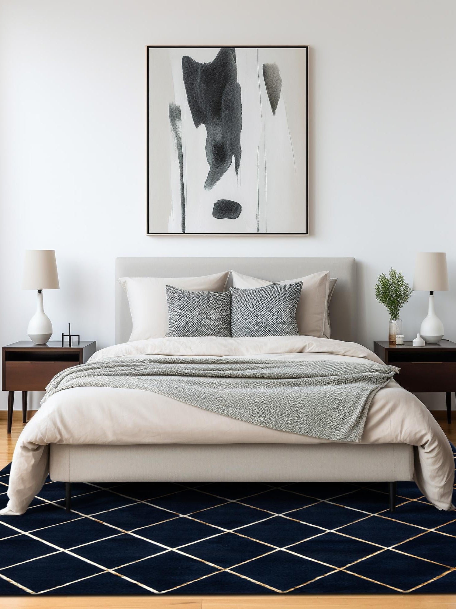 Navy Blue and Gold 7' 10 x 7' 10 Vogue Geo Square Area Rug Geometric Glam Style Shiny Accents Carpet Mat for Unique Interior Design & Home Decor for Sale at Rug Engine