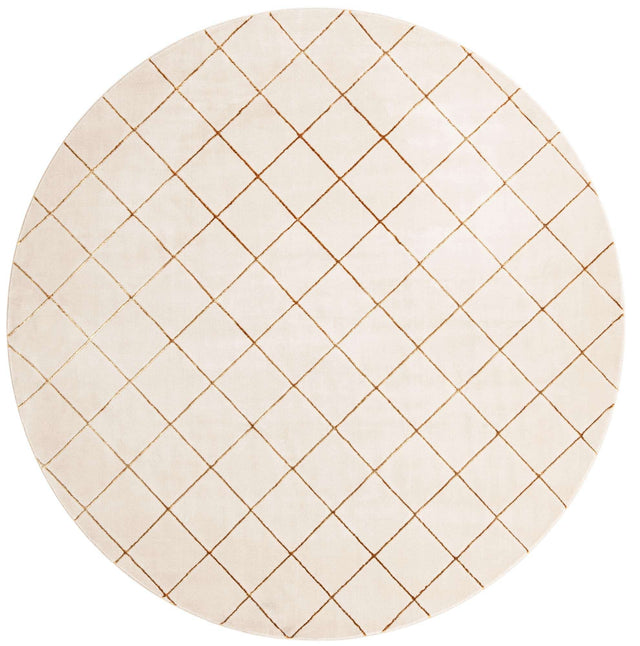 White and Gold 10' x 10' Vogue Geo Round Area Rug Geometric Glam Style Shiny Accents Carpet Mat for Unique Interior Design & Home Decor for Sale at Rug Engine