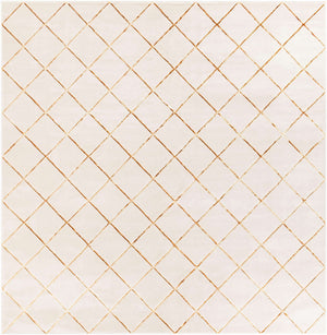 White and Gold 10' x 10' Vogue Geo Square Area Rug Geometric Glam Style Shiny Accents Carpet Mat for Unique Interior Design & Home Decor for Sale at Rug Engine