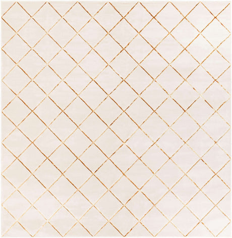 White and Gold 10' x 10' Vogue Geo Square Area Rug Geometric Glam Style Shiny Accents Carpet Mat for Unique Interior Design & Home Decor for Sale at Rug Engine