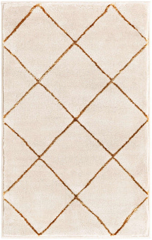 White and Gold 2' x 3' 1 Vogue Geo Rectangle Area Rug Geometric Glam Style Shiny Accents Carpet Mat for Unique Interior Design & Home Decor for Sale at Rug Engine