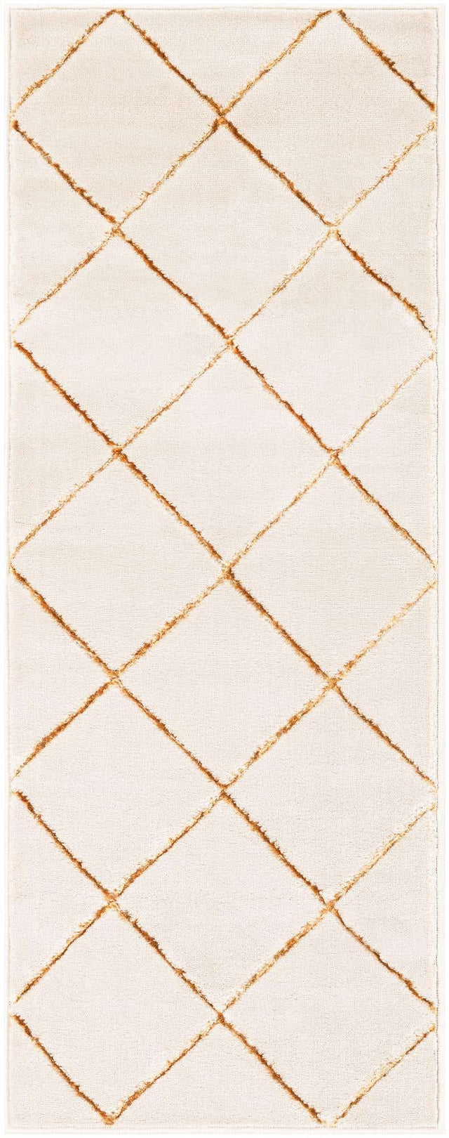 White and Gold 2' x 5' 1 Vogue Geo Runner Area Rug Geometric Glam Style Shiny Accents Carpet Mat for Unique Interior Design & Home Decor for Sale at Rug Engine