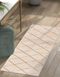 White and Gold 2' x 6' 1 Vogue Geo Runner Area Rug Geometric Glam Style Shiny Accents Carpet Mat for Unique Interior Design & Home Decor for Sale at Rug Engine