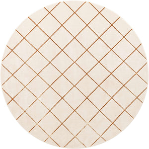 White and Gold 7' 10 x 7' 10 Vogue Geo Round Area Rug Geometric Glam Style Shiny Accents Carpet Mat for Unique Interior Design & Home Decor for Sale at Rug Engine