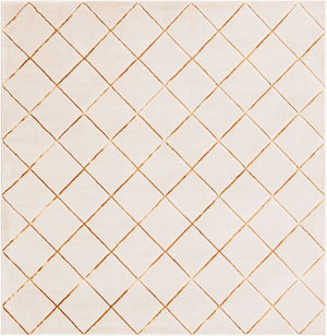 White and Gold 7' 10 x 7' 10 Vogue Geo Square Area Rug Geometric Glam Style Shiny Accents Carpet Mat for Unique Interior Design & Home Decor for Sale at Rug Engine