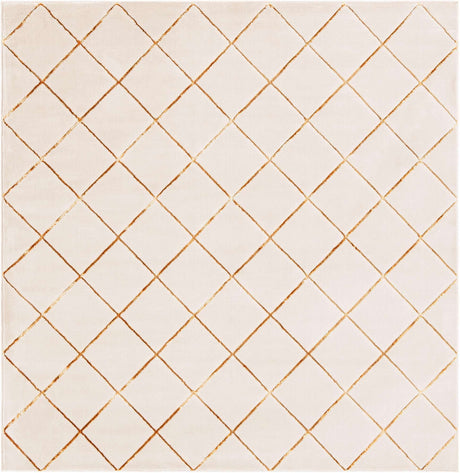 White and Gold 7' 10 x 7' 10 Vogue Geo Square Area Rug Geometric Glam Style Shiny Accents Carpet Mat for Unique Interior Design & Home Decor for Sale at Rug Engine