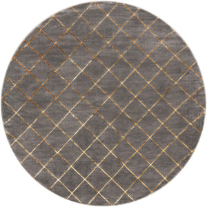 Gray and Gold 10' x 10' Vogue Geo Round Area Rug Geometric Glam Style Shiny Accents Carpet Mat for Unique Interior Design & Home Decor for Sale at Rug Engine