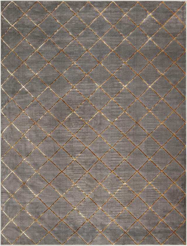 Gray and Gold 10' x 13' 1 Vogue Geo Rectangle Area Rug Geometric Glam Style Shiny Accents Carpet Mat for Unique Interior Design & Home Decor for Sale at Rug Engine