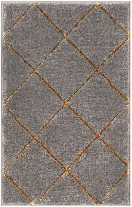 Gray and Gold 2' x 3' 1 Vogue Geo Rectangle Area Rug Geometric Glam Style Shiny Accents Carpet Mat for Unique Interior Design & Home Decor for Sale at Rug Engine