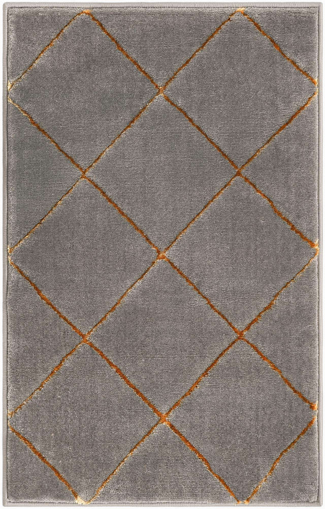 Gray and Gold 2' x 3' 1 Vogue Geo Rectangle Area Rug Geometric Glam Style Shiny Accents Carpet Mat for Unique Interior Design & Home Decor for Sale at Rug Engine