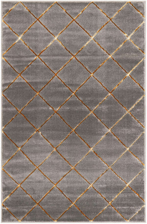 Gray and Gold 4' 1 x 6' 1 Vogue Geo Rectangle Area Rug Geometric Glam Style Shiny Accents Carpet Mat for Unique Interior Design & Home Decor for Sale at Rug Engine