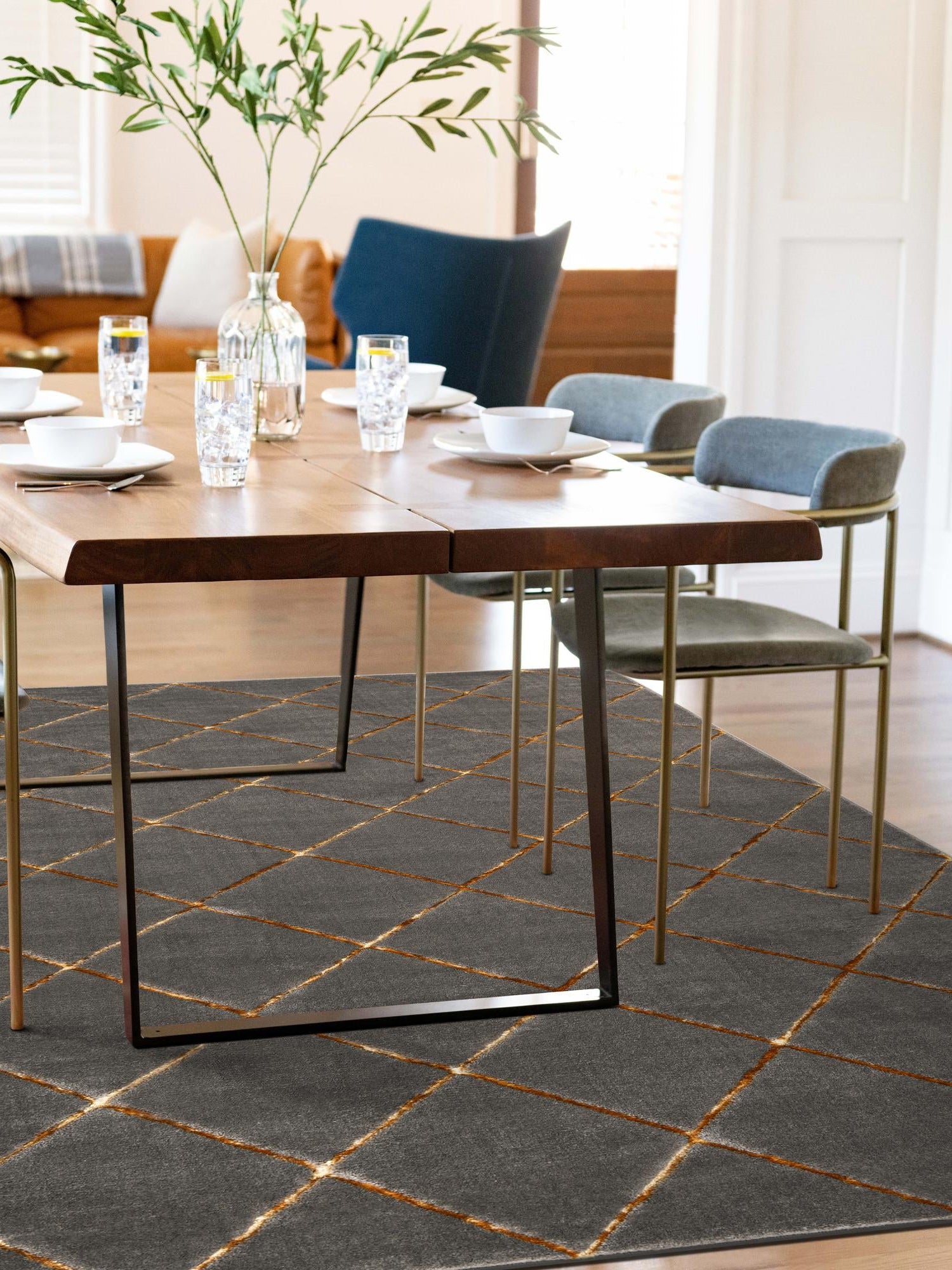 Gray and Gold 2' x 3' 1 Vogue Geo Rectangle Area Rug Geometric Glam Style Shiny Accents Carpet Mat for Unique Interior Design & Home Decor for Sale at Rug Engine