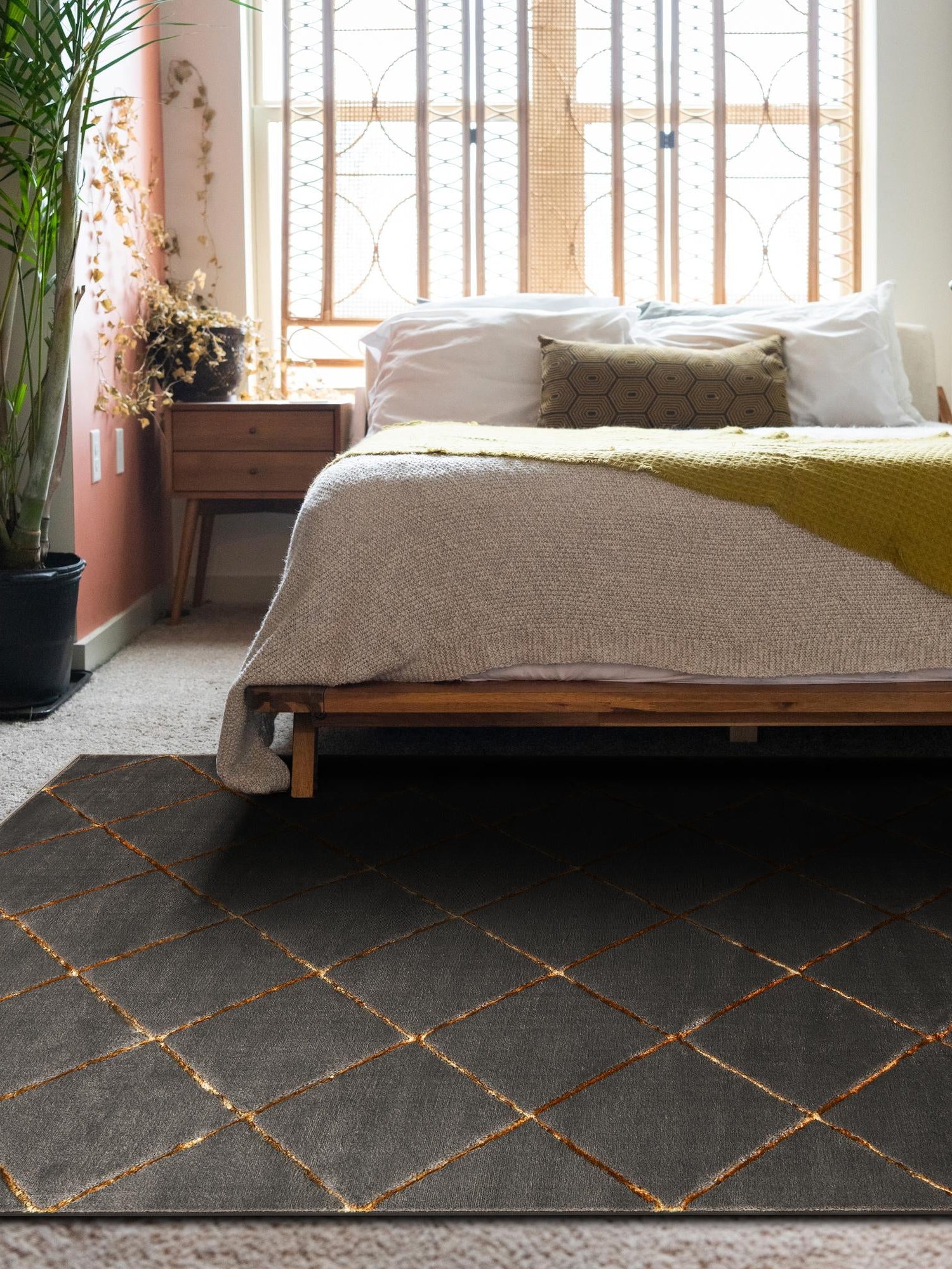 Gray and Gold 2' x 3' 1 Vogue Geo Rectangle Area Rug Geometric Glam Style Shiny Accents Carpet Mat for Unique Interior Design & Home Decor for Sale at Rug Engine