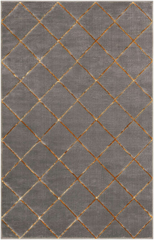 Gray and Gold 5' 3 x 8' Vogue Geo Rectangle Area Rug Geometric Glam Style Shiny Accents Carpet Mat for Unique Interior Design & Home Decor for Sale at Rug Engine