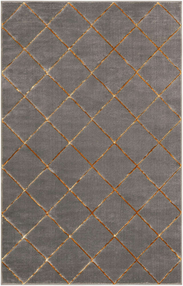 Gray and Gold 5' 3 x 8' Vogue Geo Rectangle Area Rug Geometric Glam Style Shiny Accents Carpet Mat for Unique Interior Design & Home Decor for Sale at Rug Engine
