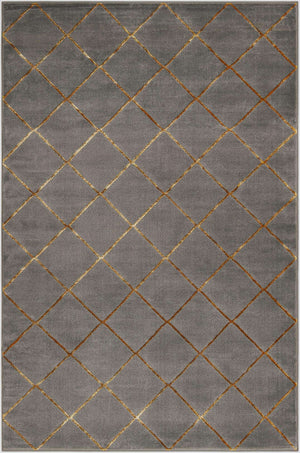 Gray and Gold 6' 1 x 9' Vogue Geo Rectangle Area Rug Geometric Glam Style Shiny Accents Carpet Mat for Unique Interior Design & Home Decor for Sale at Rug Engine