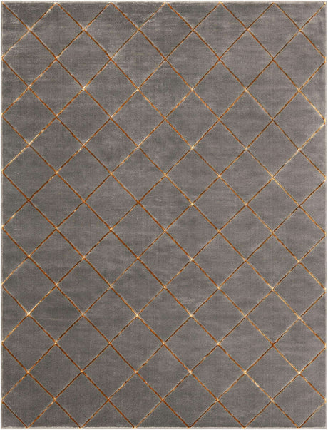 Gray and Gold 7' 10 x 10' Vogue Geo Rectangle Area Rug Geometric Glam Style Shiny Accents Carpet Mat for Unique Interior Design & Home Decor for Sale at Rug Engine