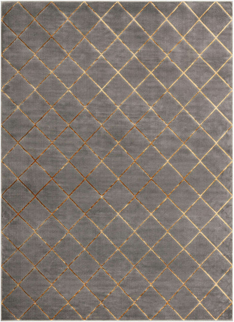Gray and Gold 9' x 12' Vogue Geo Rectangle Area Rug Geometric Glam Style Shiny Accents Carpet Mat for Unique Interior Design & Home Decor for Sale at Rug Engine