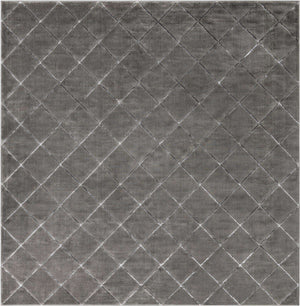 Gray and Silver 10' x 10' Vogue Geo Square Area Rug Geometric Glam Style Shiny Accents Carpet Mat for Unique Interior Design & Home Decor for Sale at Rug Engine
