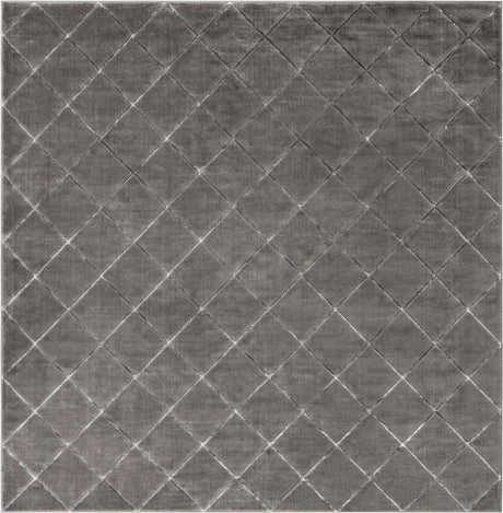 Gray and Silver 10' x 10' Vogue Geo Square Area Rug Geometric Glam Style Shiny Accents Carpet Mat for Unique Interior Design & Home Decor for Sale at Rug Engine