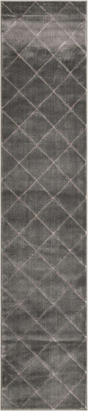 Gray and Silver 2' 7 x 12' Vogue Geo Runner Area Rug Geometric Glam Style Shiny Accents Carpet Mat for Unique Interior Design & Home Decor for Sale at Rug Engine