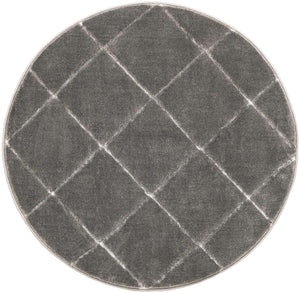 Gray and Silver 3' 1 x 3' 1 Vogue Geo Round Area Rug Geometric Glam Style Shiny Accents Carpet Mat for Unique Interior Design & Home Decor for Sale at Rug Engine