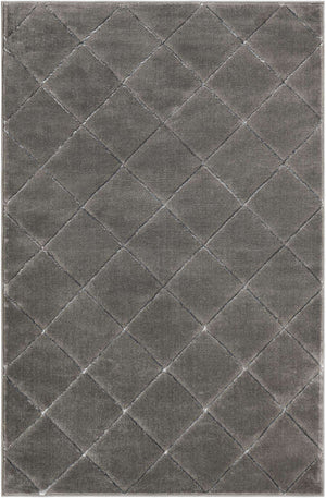 Gray and Silver 4' 1 x 6' 1 Vogue Geo Rectangle Area Rug Geometric Glam Style Shiny Accents Carpet Mat for Unique Interior Design & Home Decor for Sale at Rug Engine