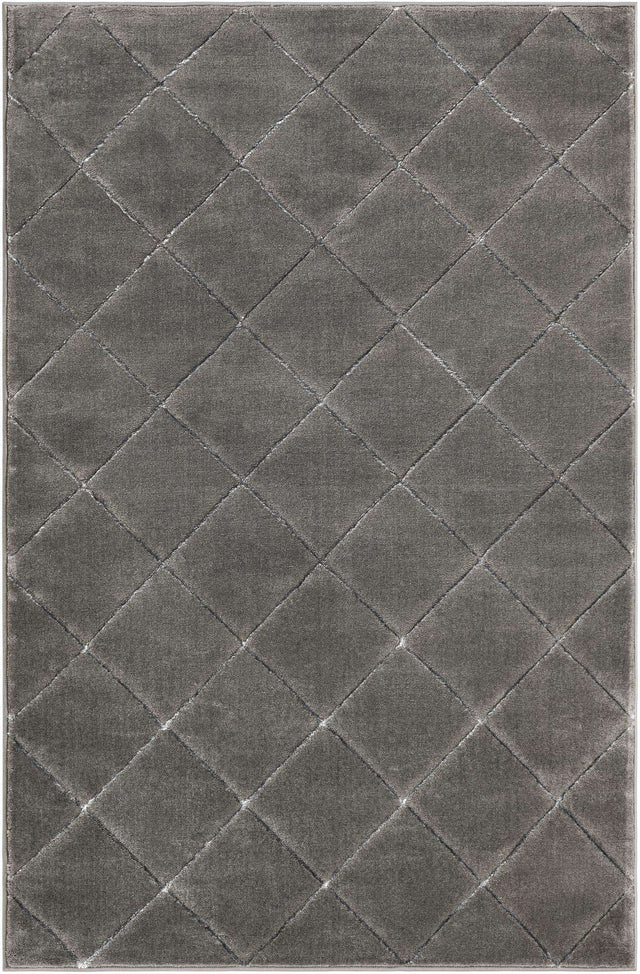 Gray and Silver 4' 1 x 6' 1 Vogue Geo Rectangle Area Rug Geometric Glam Style Shiny Accents Carpet Mat for Unique Interior Design & Home Decor for Sale at Rug Engine