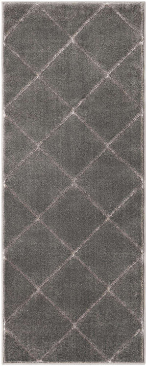 Gray and Silver 2' x 5' 1 Vogue Geo Runner Area Rug Geometric Glam Style Shiny Accents Carpet Mat for Unique Interior Design & Home Decor for Sale at Rug Engine